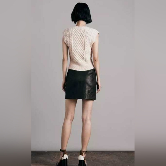 rag & bone NWOT Beige Elizabeth Cable Knit V-Neck Sweater Vest SZ L - Picture 10 of 11